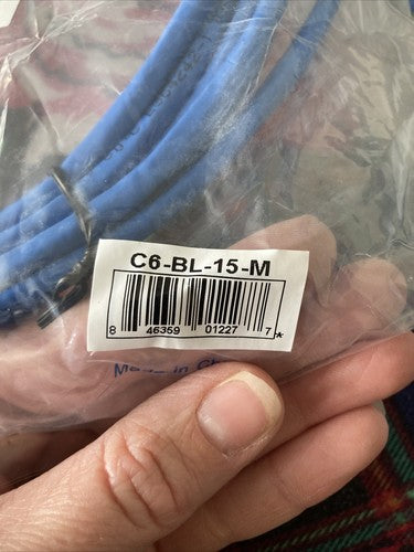 WHOLESALE LOT Of 10 Clearlink 15' Cat 6 Patch Cable p/n C6-BL-15-M blue 15ft 15