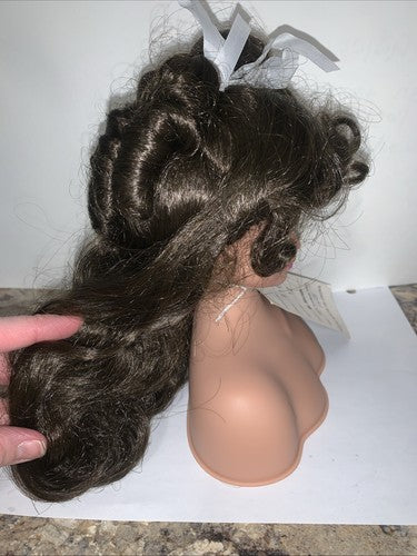 NEW Dollspart Doll Wig Long Curly Size 12 Dark Brown Ringlets Curls 01035