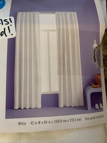 2 Panels 42"W x 84"L Room Darkening Heathered White Window Curtain Essentials