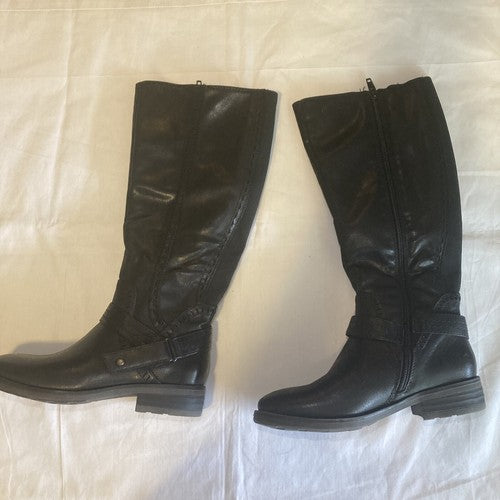 Baretraps Women's Size 5.5 M Abram  Faux Leather Wide Calf Riding Boots Black