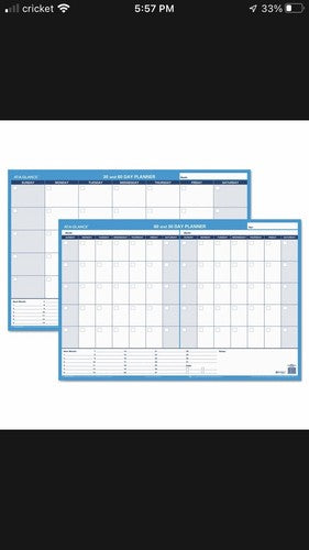 NEW At-A-Glance 30/60-Day Undated Horizontal Erasable Wall Planner 36 x 24 White