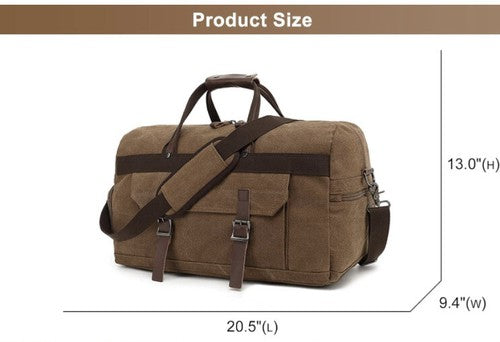 Menâs Travel Duffel Bag Waterproof Canvas Genuine Leather Weekend Bag Large Grey
