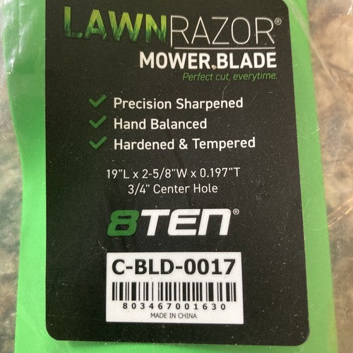 8TEN Lawn Razor Lawn Mower Blade C-BLD-0017 Green 19âL 2-5/8âW 0.197âT