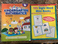 2 BOOK LOT: Kindergarten Math + 100 Sight Word Mini-Books Essential Sight Words