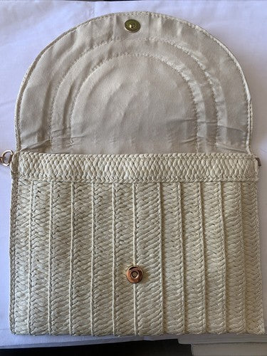 Straw Clutch Handbag Summer Beach Straw Purse Women Woven Envelope Bag Beige