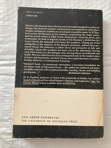 BOOK: The Ulysses Theme by W B Stanford 1976 Paperback Vintage Literature