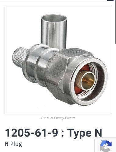 1 KINGS WINCHESTER ELECTRONICS 1205-61-9  N Type Straight Crimp Male 11 Hz