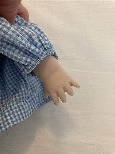 Ashton Drake 14â Porcelain doll 1992 glass eyes Vintage Blue Outfit Blonde Baby