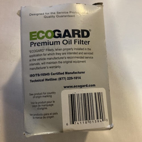 ECOGARD X5608 Premium Cartridge Engine Oil Filter Toyota Conventional Tacoma