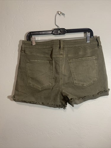Sol Shorts Womens Size 13 Green Favorite Midi Low Rise Cuffed Denim Distressed