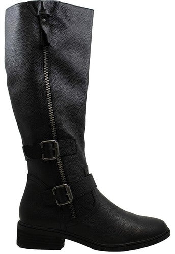 AMERICAN RAG Womenâs Boots 6.5 M Black Strap Zipper Collins Round Toe Leather