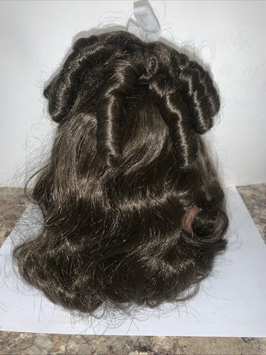 NEW Dollspart Doll Wig Long Curly Size 12 Dark Brown Ringlets Curls 01035