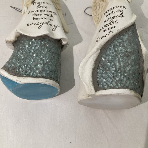 Maison 2 Ceramic Angels 8â In Heaven Figurineâs W/ Butterflies Glass Sayings