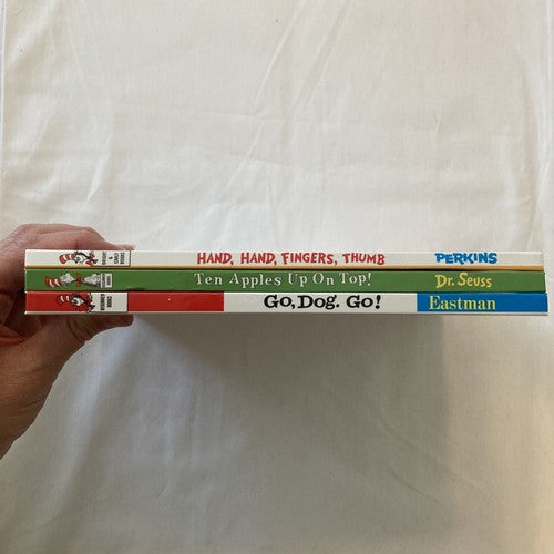 3 NEW BOOKS Dr. Suess Go Dog Go! 10 Apples Up On Top! Hand, Hand, Fingers, Thumb
