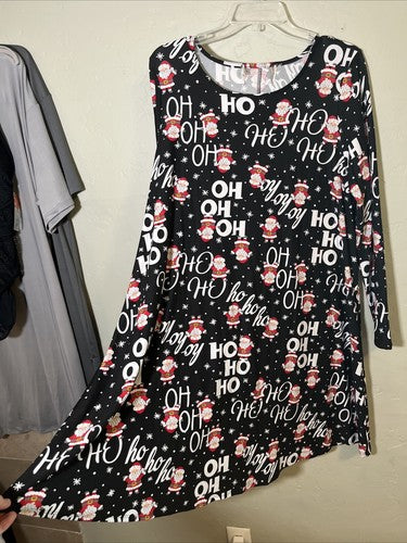 Christmas Women's Dress Holiday Santa Plus Size 2X 3X Tag Removed Black White