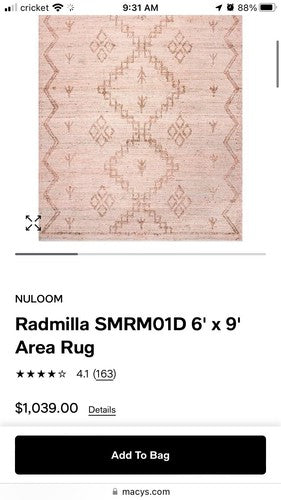 BRAND NEW Radmilla Blush 6' x 9' Area Rug NuLoom Pink High End Indoor Carpet