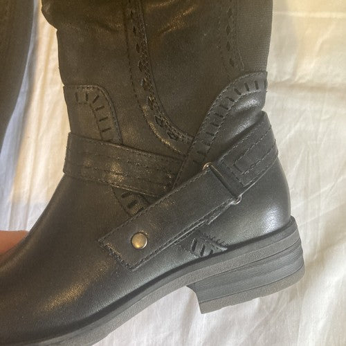 Baretraps Women's Size 5.5 M Abram  Faux Leather Wide Calf Riding Boots Black