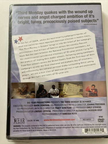 BRAND NEW The Third Monday in October (DVD) Austin Film Festival