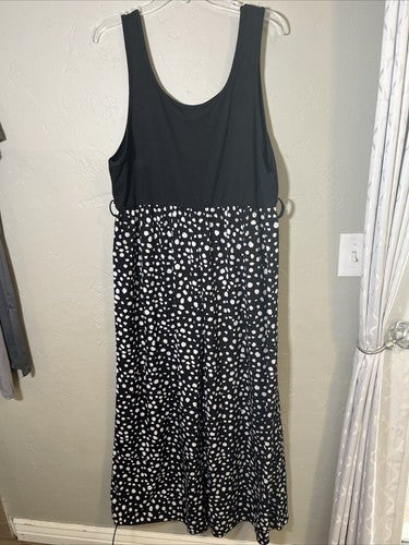 SHEIN Curve Women's 3X Wide Leg Jumpsuit Black/White Polka Dot Print Plus Size