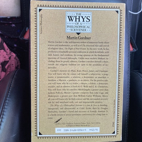 BOOK: The Whys of a Philosophical Scrivener Paperback Martin Gardner 1983 VTG