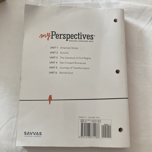 BOOK: My Perspectives 2022 GRADE 9 VOL 2 English Language Arts Savvas Student