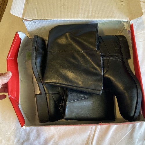 STYLE & COMPANY 7.5 Boots Womens Black Buckle Accent Round Toe Platform Zip-Up