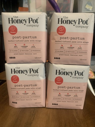 2-Packs Of The Honeypot Company Herbal Infused Pads w/ Wings Postpartum 12 Count