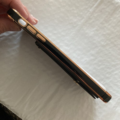 NEW Bling Plating Heart Love TPU Case w/Wristband For iPhone XS Max Black Gold
