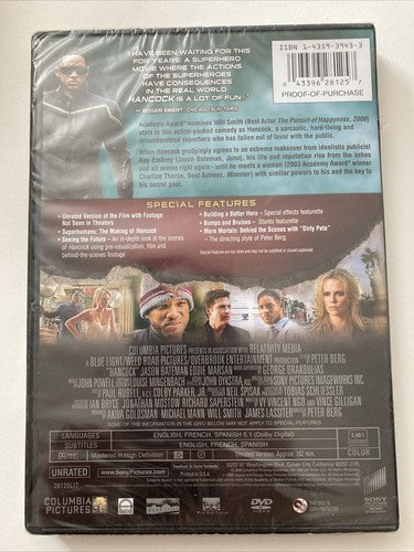 BRAND NEW DVD ð Hancock Movie 2008 Will Smith Charlize Theron Unrated Edition