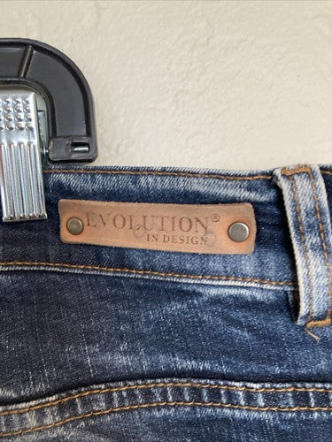 Evolution In Design Menâs jeans 42x32 dark Acid wash Design Textured Trendy Slim