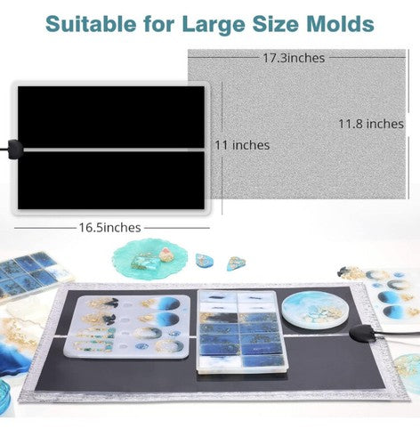 NEW Epoxy Resin Heating Mat W/ Cover Timer Pad Molds Fast Curing Drying Light
