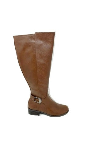 NIB Alfani Kallummp Womenâs Sz 6 M Cognac Brown Knee High Riding Boots Wide Calf