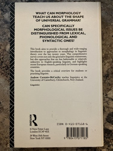 BOOK: CURRENT MORPHOLOGY LINGUISTIC THEORY GUIDES Andrew Carstairs-mccarthy