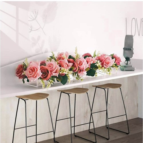 18-Hole Rectangular Flowers Vases Clear Acrylic Modern Vases Long Table Vase
