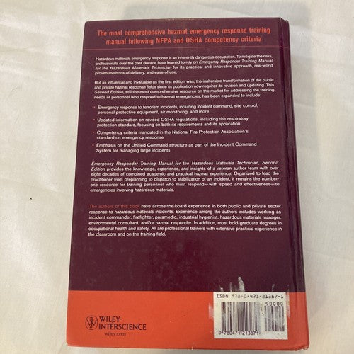 Emergency Responder Training Manual for the Hazardous Materials Technician