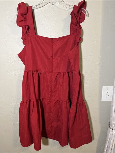 SHEIN Curve Plus Women's 3X 3XL  Sleeveless Red Dress Mini Flowy Ruffle