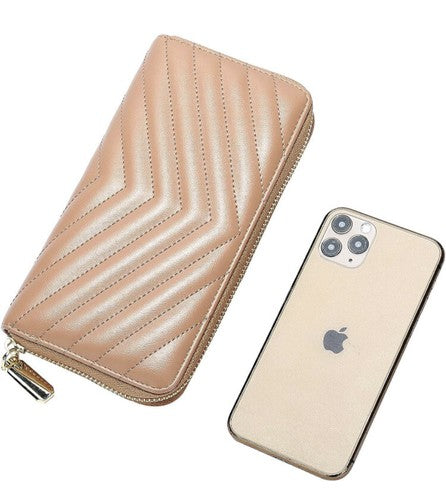 Daisy Rose Womenâs Zip-Around Wallet & Phone Clutch BLUSH RFID Blocking - Vegan