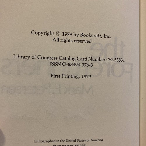 AUTOGRAPHED BOOK: THE FORERUNNERS Mark E Petersen Hardcover SIGNED NEW Vintage