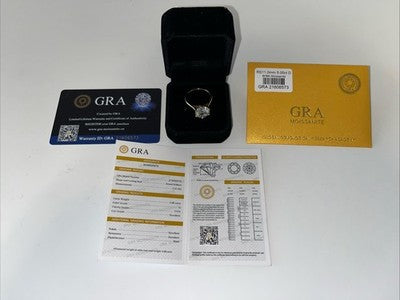 NEW RING 5 Carat Moissanite Size 8 Graded/ Certification A925 Sterling Gold
