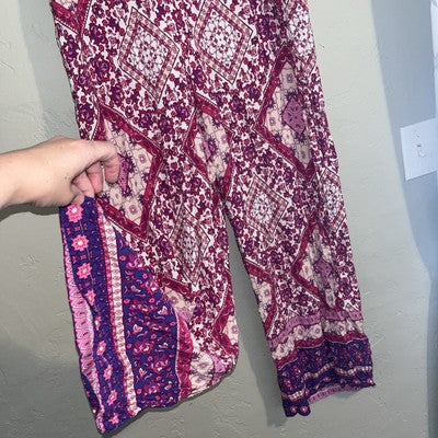 SHEIN Curve Plus Size Pants 3x Wide Legs Flowy Pink Magnet Purple Lightweight