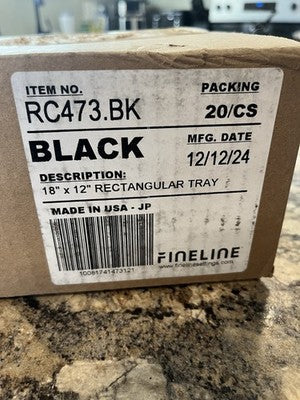 Fineline 18âx12â Rectangular Tray RC473.BK Platter Polystyrene Case Of 20 Black