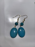 NEW Turquoise Dangle Earrings Gold Tone Bead Accents Boho Chic Jewelry Fashion