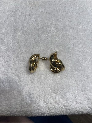 NEW Gold Tone Trendy Twist Knot Hoop Stud Earrings Fashion Jewelry Cute Quality