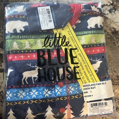 Hatley Little Blue House Kids 4T Multicolor Whimsical One Size Union Suit Pajama
