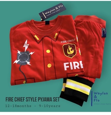 Waylon and Flo career pajamas firefighter Boys Girls 5/6 Sleepwear 2-piece Cute