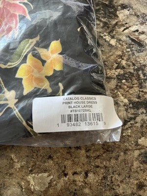Women's Long Length Kaftan Hawaiian Muu Muu Night Gown Black Pocket Large Moomoo