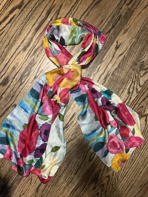 NEW Exclusively For Signals 100% Real Silk Scarf Garden Party floral pink flower