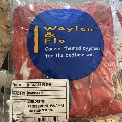 Waylon and Flo career pajamas firefighter Boys Girls 5/6 Sleepwear 2-piece Cute