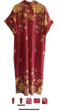 Women's Long Length Kaftan Hawaiian Muu Muu Night Gown Pink Pocket Large Moomoo