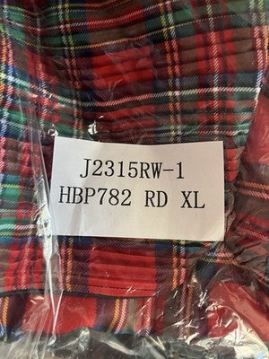 NWT Oopera Reversible XL Raincoat red black plaid j2315rw-1 Button Up Hooded